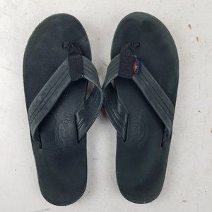 Women's Small (Sz 5.5-6.5) Gray Leather Rainbow Sandals Single Layer USA